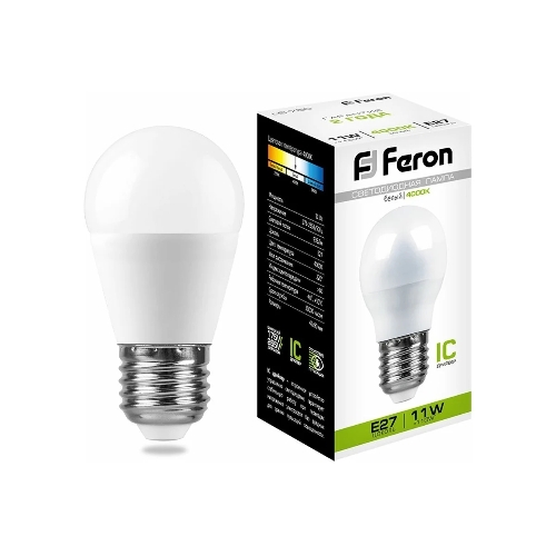 Лампа светодиодная Feron LB-750 11W 230V E27 4000K G45