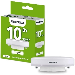 Лампа cветодиодная LED T80 IEK LL-T80-10-230-40-GX53-G таблетка 10Вт 230В 4000К GX53 GENERICA
