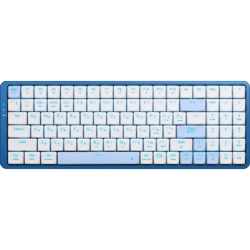 Клавиатура Redragon Eva Pro гибридная, USB Type-A, Bluetooth, радиоканал, белый/синий