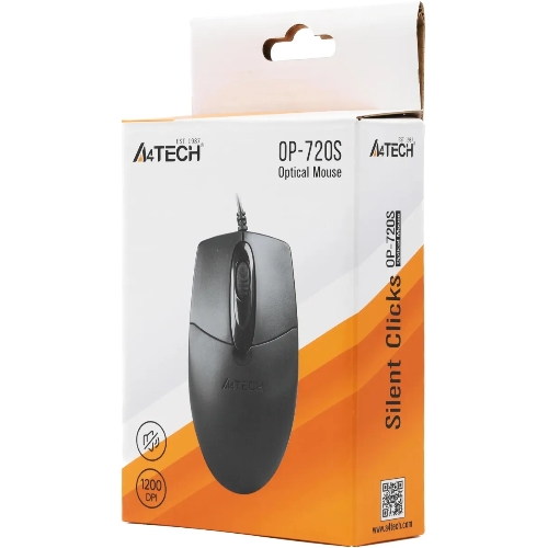 Мышь проводная A4Tech OP-720S черный, 1200 dpi, USB, кнопки - 3
