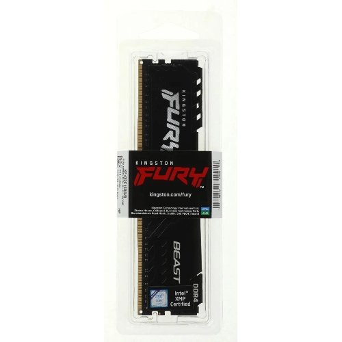 Оперативная память Kingston Fury Beast Black, DDR4, 8GB (1x8GB), 3200MHz, CL16, с радиатором, черный