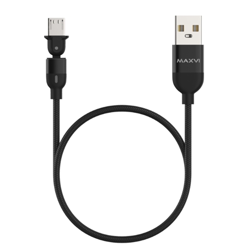 Кабель Maxvi MC-19M black, USB-A - microUSB, 2.4A, LED ток макс. нагрузки 2.4А, макс. напряжение 5V; стандарт USB 2.0; длина кабеля 1.5м, нейлоновая оплетка, металлические корпуса разъемов,LED подсветка, цвет: черный