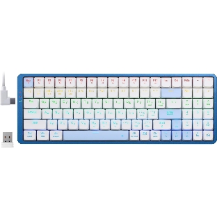 Клавиатура Redragon Eva Pro гибридная, USB Type-A, Bluetooth, радиоканал, белый/синий