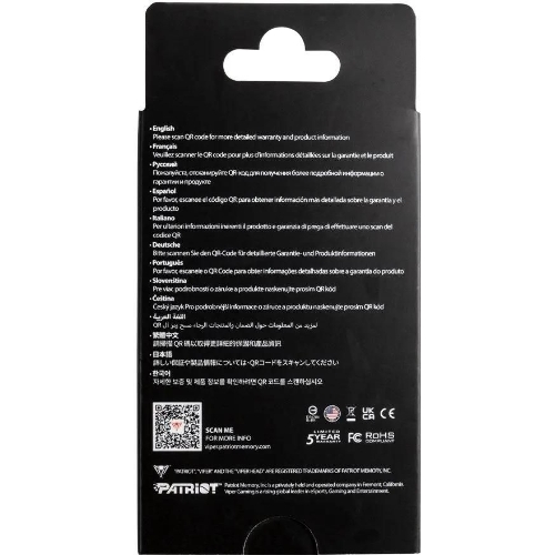 Накопитель SSD Patriot PV553, 4Tb, PCIe 5.0 x4, M.2 2280, NVMe, R/W 12400/11800, с активным охлаждением