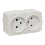 Розетка EKF EGR10-102-10 2-я, б/з, 10А, ОП Basic Минск белый