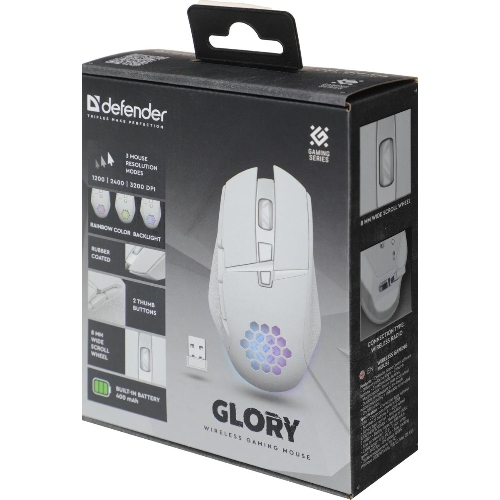 Мышь беспроводная Defender Glory GM-514 белый, 3200 dpi, радиоканал, USB, кнопки - 7