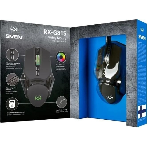 Мышь проводная SVEN RX-G815 черный, 8000 dpi, USB, кнопки - 7