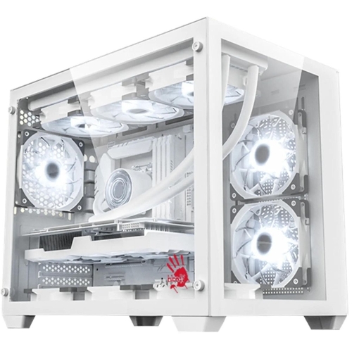 Компьютерный корпус Bloody BD-CC108 белый без БП mATX 9x120мм 2xUSB 3.0 audio bott PSU