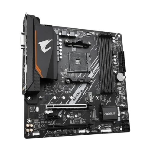 Материнская плата Gigabyte B550M AORUS ELITE, AM4, AMD B550, 4xDDR4, 4xSATA, 2xM.2, 2xPCIe x16, HDMI, DVI, 1xGb LAN, 8xUSB, 3x3.5 мм, 7.1, microATX