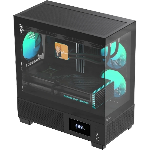 Компьютерный корпус AeroCool/Formula V Line Crystal E1M Black, MATX, USB3.0*2, Switch Display Panel