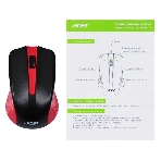 Мышь проводная Acer OMW012 черный/красный, 1200 dpi, USB, кнопки - 3