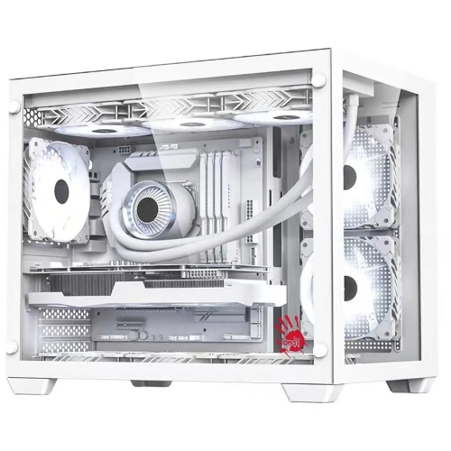 Компьютерный корпус Bloody BD-CC108 белый без БП mATX 9x120мм 2xUSB 3.0 audio bott PSU