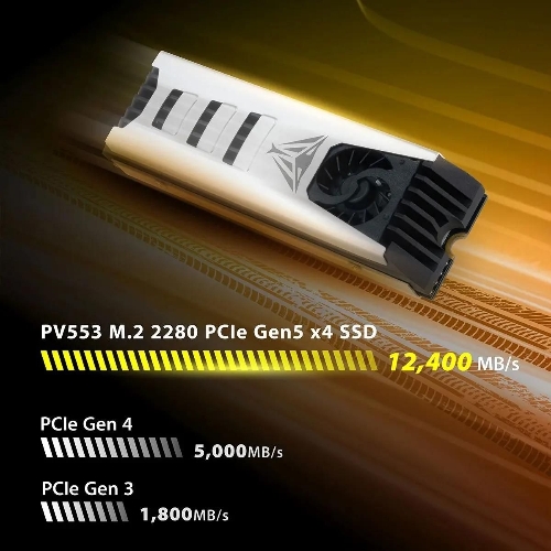 Накопитель SSD Patriot PV553, 4Tb, PCIe 5.0 x4, M.2 2280, NVMe, R/W 12400/11800, с активным охлаждением