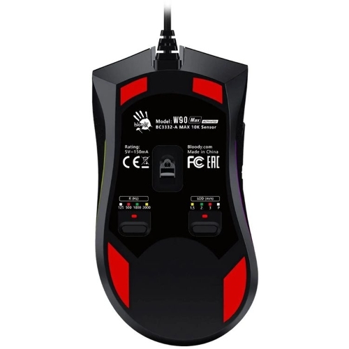 Мышь проводная A4Tech Bloody W90 Max черный, 10000 dpi, USB, кнопки - 10