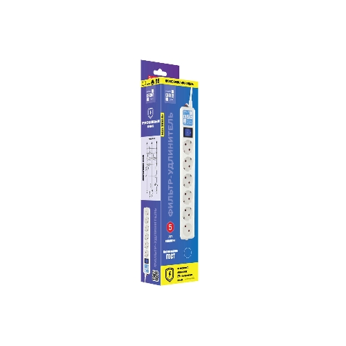 Фильтр-удлинитель PC PRO, 3 м, 6 р, белый, 16А, SPL6-16-P-3M