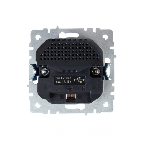 Розетка 1-местная IEK BRITE РЮш11-1-БрКр (BR-R14-16-U22-018-K10) с заземлением, с защитными шторками, 16А, с USB A+C 18 Вт, бежевый