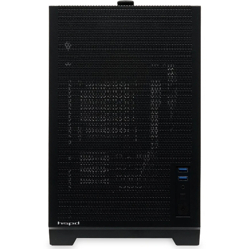 Компьютерный корпус без блока питания Case HSPD M211, Mesh Mini-tower, Black, TG, 0.7 SPCC, no fans,mATX, mITX, 175/330/150мм, 2x2.5