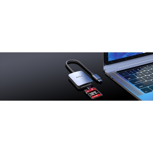 Кард-ридер Netac Flash WK12/серый/SD/SDHC/SDXC/microSD/microSDHC/microSDXC/USB 3.0 Type-C/пластик