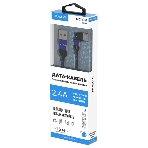 Кабель Maxvi MC-19M blue, USB-A - microUSB, 2.4A, LED ток макс. нагрузки 2.4А, макс. напряжение 5V; стандарт USB 2.0; длина кабеля 1.5м, нейлоновая оплетка, металлические корпуса разъемов, LED подсветка, цвет: синий