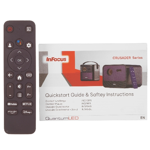 LED проектор InFocus IN3018SL Crusader Master DLP, 450 lm, FullHD, (1.2:1), HDMI 2.0 (eARC) USB-A 2.0, AUX, Bluetooth 5.1/BLE, wi-fi 2.4/5GHz, 2х10W Dolby Audio, до 25000ч., 1.57 кг батарейка