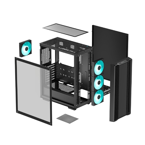 Компьютерный корпус Deepcool CC560 V2 черный без БП ATX 4x120мм 1xUSB 2.0 1xUSB 3.0 audio bott PSU