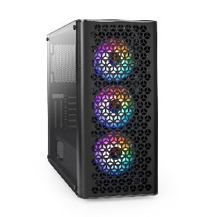 Компьютерный корпус Miditower ExeGate EVO-9202 (ATX, без БП, с окном, 1*USB+1*USB 3.0, аудио, 3 вент. 12см с RGb подсветкой)