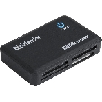 Кард-ридер Defender Optimus/черный/CF/MMC/MS/MS Duo/MS Micro M2/MS Pro/MS Pro Duo/RS-MMC/SD/SDHC/micro-SD/mini-SD/miсro-SDHC/USB 2.0 A(M)/черный