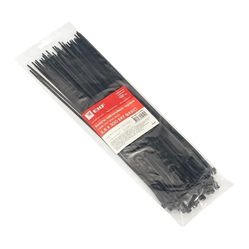 Хомут нейлоновый черный EKF Basic plc-cb-3.6x300 (3,6х300) (100 шт.)