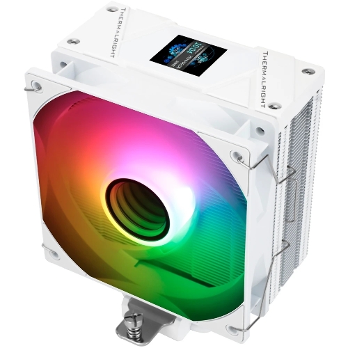 Кулер для процессора Thermalright Assassin Spirit 120 Vision ARGB White (4-pin PWM, LED temp., 154mm, Al/Cu, 4x6mm, ARGB, 1x120mm, 66.17CFM, 25.6dBA, 1500RPM, S: 1851/1700/1200/115X, AM5/AM4, white)