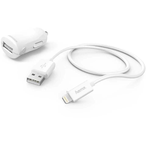Комплект зарядное устройство Hama H-183266 2.4A для Apple кабель Apple Lightning белый