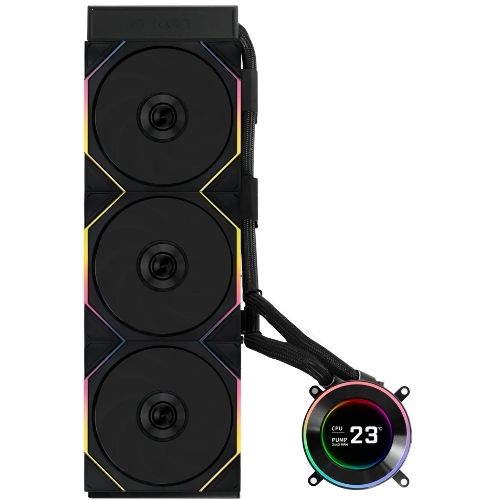 Система жидкостного охлаждения Lian-Li HydroShift II LCD-C 360TL ARGB Soc-AM5/AM4/1700/1851 черный 4-pin 33dB Al+Cu LCD Ret (G89.GHS2LCD36TB.R0)
