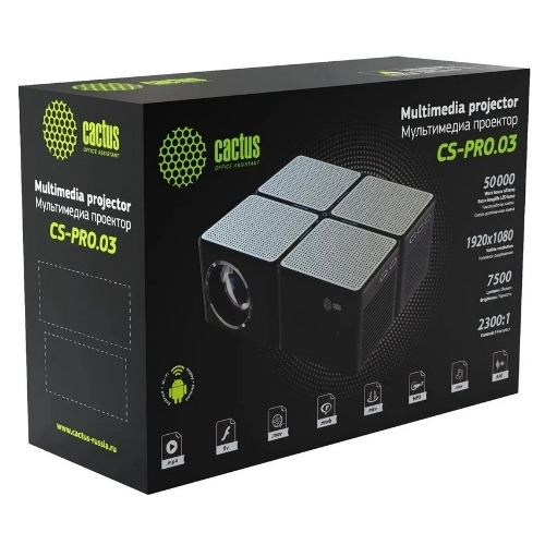Проектор Cactus CS-PRO.03B.Full HD-A LCD 7500Lm LS 750Lm ANSI (1920x1080) 2300:1 ресурс лампы:30000часов 2xUSB typeA 3xHDMI 1.73кг