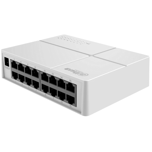Коммутатор 16-в-1 Dahua DH-SF1016L/16 портов до 100 Мбит.с/коммутация до 3.2 Gbит.с/неуправляемый/Plug & Play/белый (DH-SF1016L)