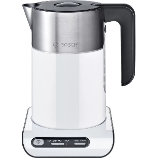 Чайник электрический Bosch TWK8611P 1.5 л, 2400 Вт, белый/серебристый (корпус: нержавеющая сталь)
