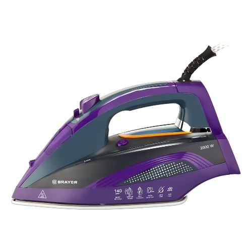 Утюг BRAYER BR4001 фиолетовый/серый, 2600 Вт, 25 г/мин, 140 г/мин, 360 мл