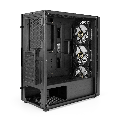 Компьютерный корпус Miditower ExeGate EVO-9202 (ATX, без БП, с окном, 1*USB+1*USB 3.0, аудио, 3 вент. 12см с RGb подсветкой)
