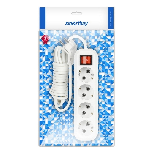 Удлинитель Smartbuy (SBE-16-4-02-ZS) 4 гнз х 2,0 м (16А/3.5 кВт, ПВС 3х1.0)