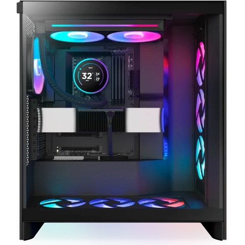 Система жидкостного охлаждения для ПК/Water Cooling System NZXT Kraken Elite 280 RGb (250W, 280мм, LED temp., Black/Fans: 2x140мм, 98.61CFM, 34.5dBA, 2000RPM/Pump height 65мм, 2800RPM, Rad thickness 27мм/S: 1851, 1700, 1200, 115X, AM5, AM4)