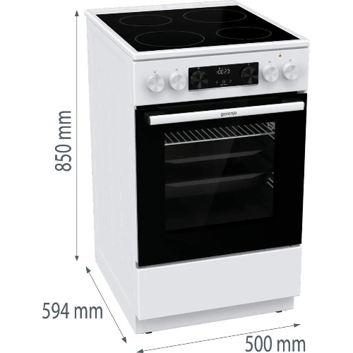 Плита электрическая Gorenje GEC5C42WG белый, конфорок 4 электрических, духовка 70 л, 50 см x 85 см x 59.4 см (без крышки)