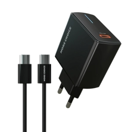Сетевое зарядное устройство MORE CHOICE (4610196409912) NC60a черный - СЗУ 1USB-C 3.0A PD 20W быстрая зарядка для Type-C
