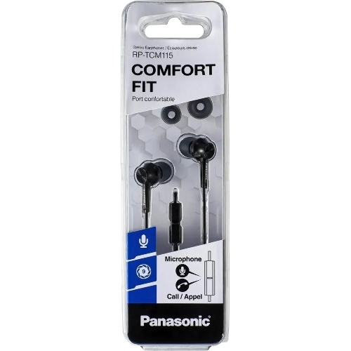Проводные наушники Panasonic RP-TCM115GCK черный, внутриканальные, Jack 3.5 мм