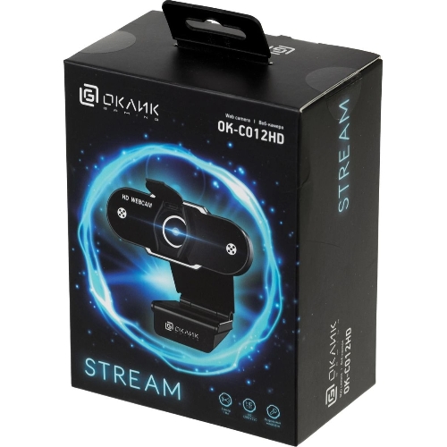 Веб-камера OKLICK OK-C012HD 1280x720, 30 кадр/с, USB Type-A, микрофон, универсальное крепление