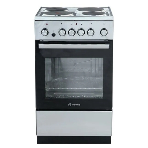 Плита электрическая De Luxe 5004.16э 010 серебристый, конфорок 4 шт, духовка 46 л, гриль, 50 см x 85 см x 50 см