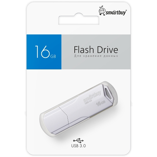 Флешка USB Smartbuy CLUE white (SB16GbCLU-W3), 16Gb, USB 3.0/3.1, R/W 70/25, белый