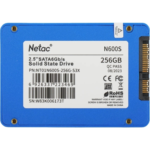 Накопитель SSD Netac N600S, 256Gb, SATA III, 2.5
