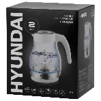 Чайник электрический Hyundai HYK-G3802 1.7 л, 2200 Вт, белый/серебристый (корпус: стекло)