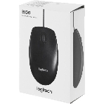 Мышь проводная Logitech B100 черный, 1000 dpi, USB, кнопки - 3