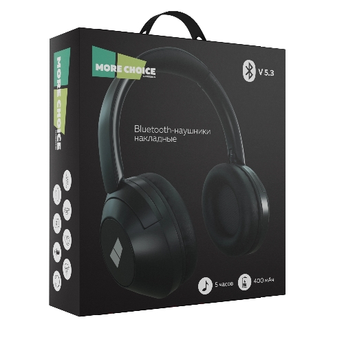 Беспроводные наушники MORE CHOICE HW11 черный, накладные, Bluetooth, до 6 ч