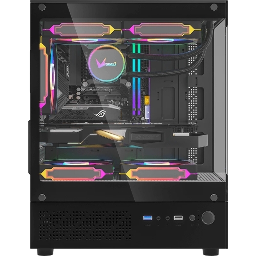 Компьютерный корпус AeroCool/Formula Crystal Z1CM черный без БП mATX 5x120мм 1xUSB3.0 audio bott PSU