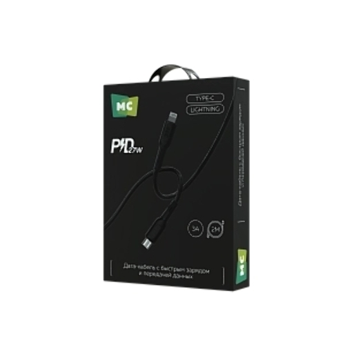 Кабель MORE CHOICE (4620202553249) K63ia 2м USB 3.0A PD 27W для Lightning ng 8-pin Type-C - 2м, черный